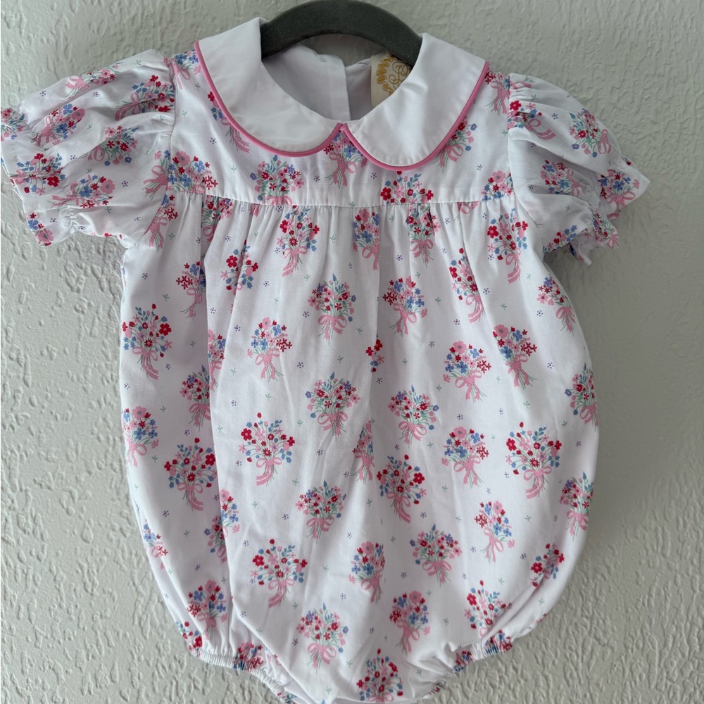 The Beaufort Bonnet Company Pink and Blue Floral Britt Bubble